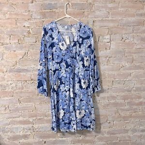 Floral mock wrap dress